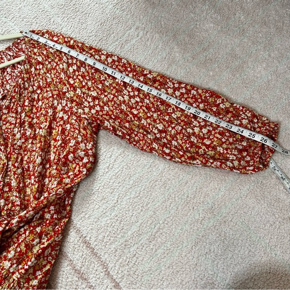 Sonoma Floral Maxi Dress Tiered Hem Drop Waist Autumn Red Yellow Boho Cottage XL - Picture 9 of 13